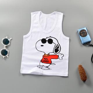 เสื้อยืดแขนกุดผ้าฝ้ายลายการ์ตูน snoopy สําหรับเด็ก