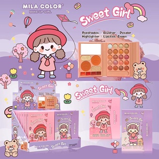 MILA COLOR Makeup Girl มิลา คัลเลอร์ เมคอัพ พาเลทแต่งรอบดวงตา ผิวหน้าและริมฝีปาก ในเซตเดียวกัน