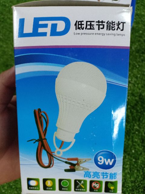 หลอดไฟ DC 12-85V 9W สายไฟยาว 5 เมตร พร้อมปากคีบ