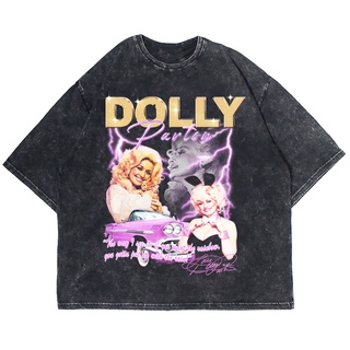 เสื้อยืดพิมพ์ลายแฟชั่นเสื้อยืดแขนสั้น พิมพ์ลายวง DOLLY PARTON ขนาดใหญ่