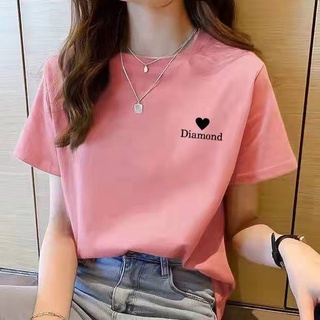 เสื้อยืดแขนสั้นสตรีฤดูร้อนสไตล์เกาหลีหลวมพิมพ์คอกลมระบายอากาศ multicolor ดูดซับเหงื่อ