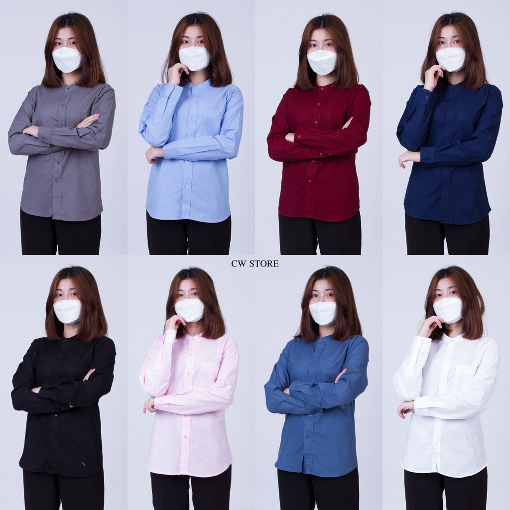 CW Mandarin Long | เสื้อเชิ้ตคอจีน แขนยาว สีพื้น ผ้า Oxford – นุ่ม ใส่สบาย ไม่ร้อน [CW-BB]
