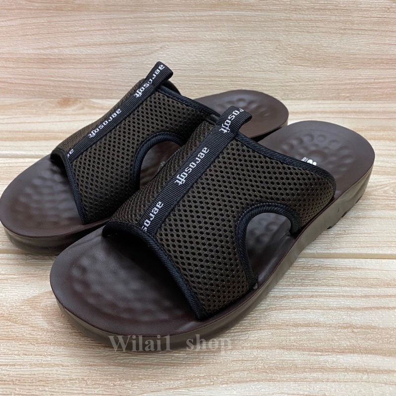 aerosoft  รุ่น 5103  รองเท้าแตะสวม (38-46) สีดำ/น้ำตาล ลยอ/ลลก