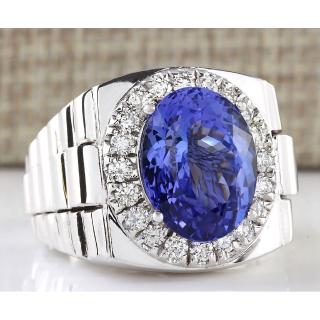 แหวนหมั้น เงิน 9.44 CTW Tanzanite สําหรับผู้ชาย ใส่ไปงานแต่งงาน