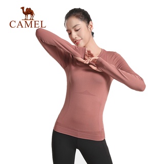 Camel เสื้อยืดแขนยาว รัดรูป ใส่เล่นกีฬา โยคะ วิ่ง สําหรับผู้หญิง