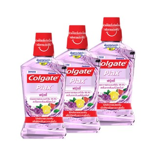 🚚💨พร้อมส่ง!! คอลเกต น้ำยาบ้วนปาก พลักซ์ ฟรุ้ตตี้ 500 มล. แพ็ค 3 ขวด Colgate Plax Mouthwash Fruity 500 ml x 3