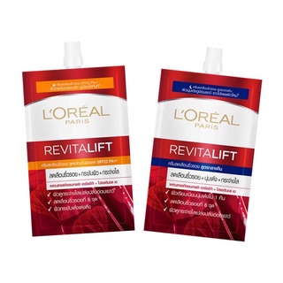 💦แบบซอง💦 Loreal REVITALIFT 7 มล. Day Night Cream ลอรีอัล ปารีส รีไวทัลลิฟท์ เดย์ครีม SPF 35 PA+++ ไนท์ครีม บำรุงผิวหน้า