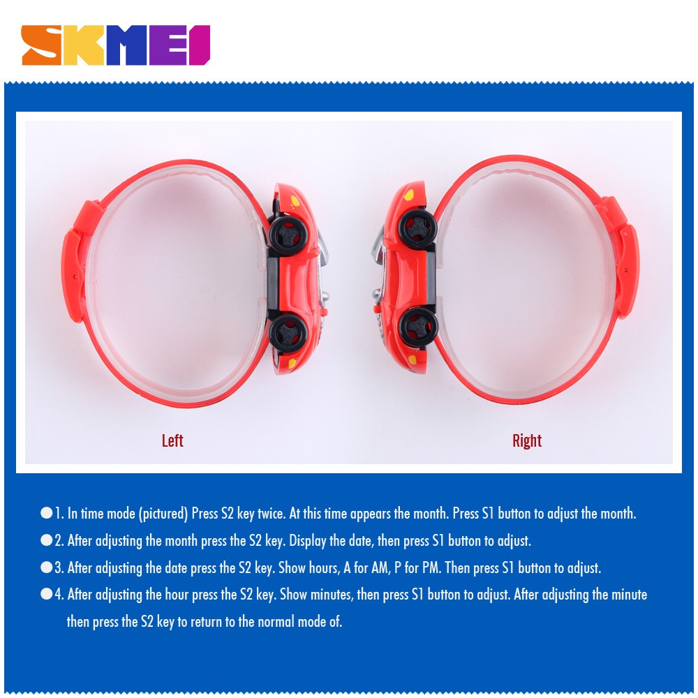 SKMEI ของแท้ นาฬิกาข้อมือแฟชั่น รูปการ์ตูนรถยนต์ ของขวัญและของเล่น สำหรับเด็ก