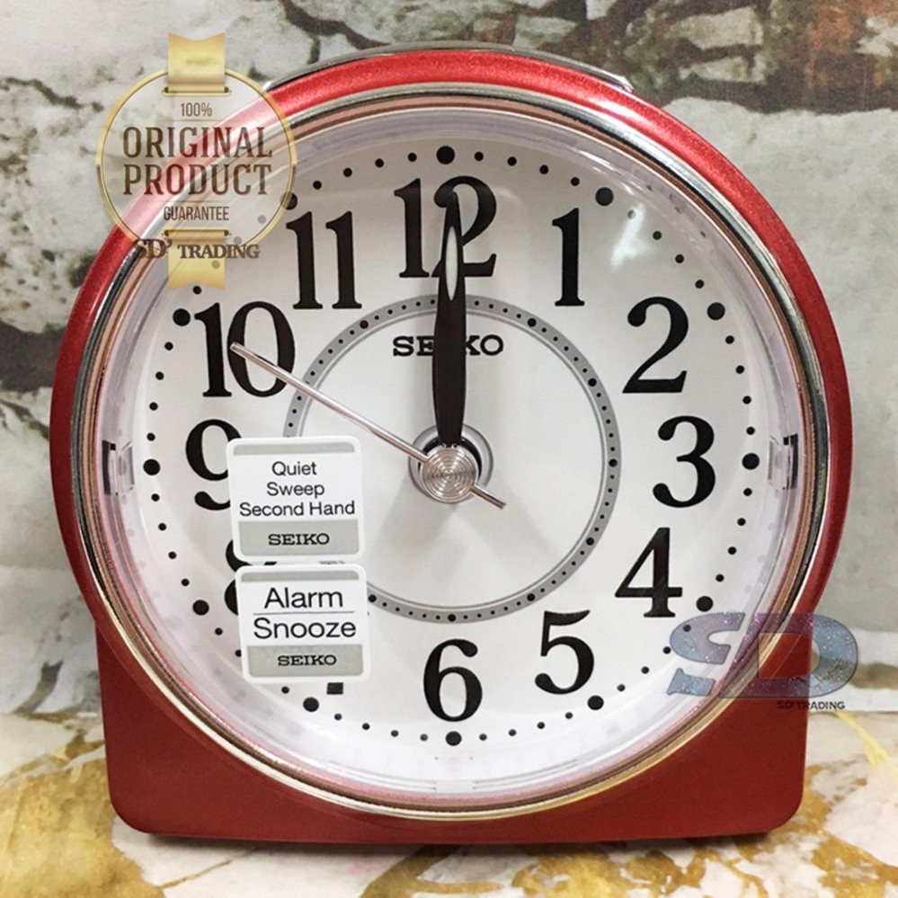 SEIKO นาฬิกาปลุก Alarm Clock (Snooze) QHE137R - สีบอร์นแดง