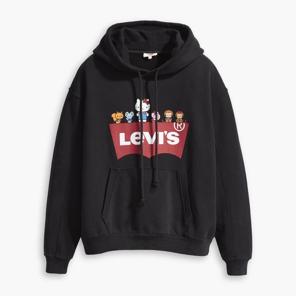 เสื้อฮู้ดแขนยาวสีดำ สกรีนลายเฮลโล คิตตี้ Levi's X Hello Kitty Hoodien Special Collection