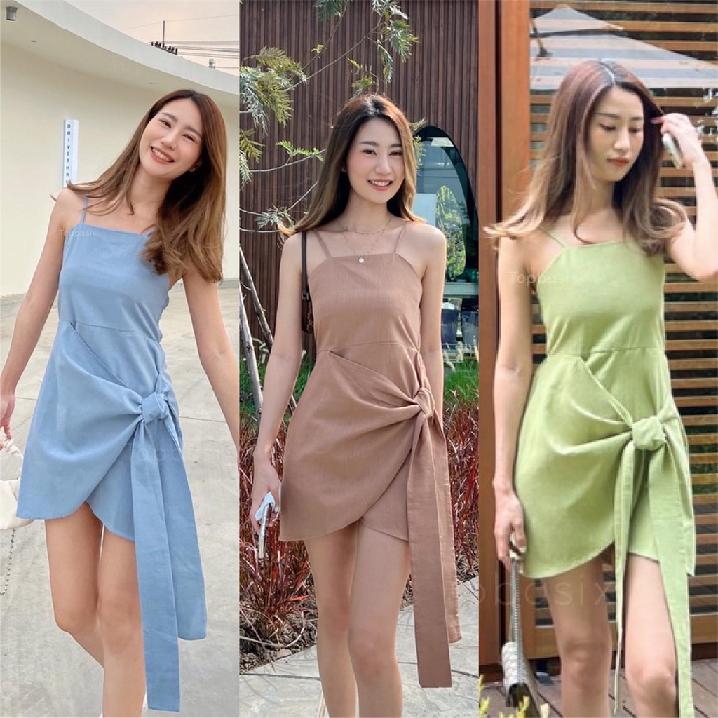 #เดรส #สายเดี่ยว #ชุดไปเที่ยว #โบว์ผูก #เดรสราคาถูก