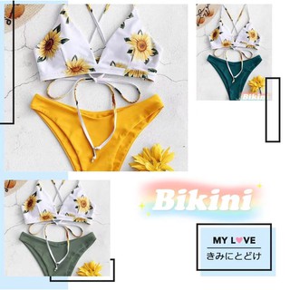 Bikini👙💖 ชุดว่ายน้ำ เนื้อผ้าคุณภาพดี เซ็กซี่ ลายดอกไม้ พร้อมส่ง