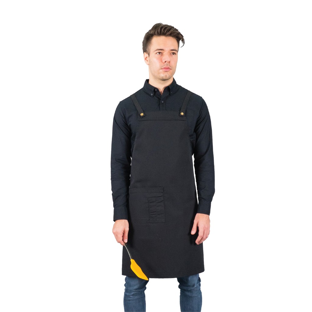 Han&Co.Motion Light Apron-CHARCOAL BLACK ผ้ากันเปื้อนเต็มตัวสายไขว้หลังรุ่น Motion Light สีดำ