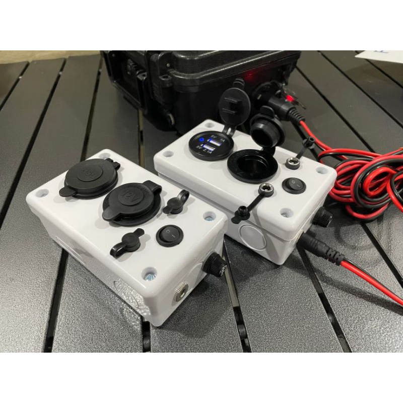 กล่องพ่วง Power box-ขาวเล็ก พร้อมสาย 3 เมตร
