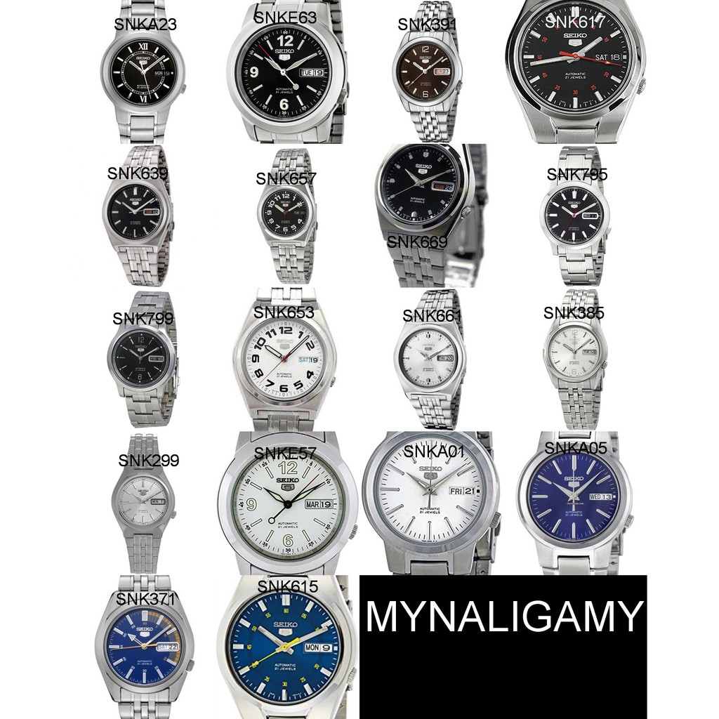 SEIKO 5 รุ่น SNKA23, SNKE63, SNK391, SNK617, SNK639, SNK657, SNK669, SNK795, SNK799, SNK653, SNK661,