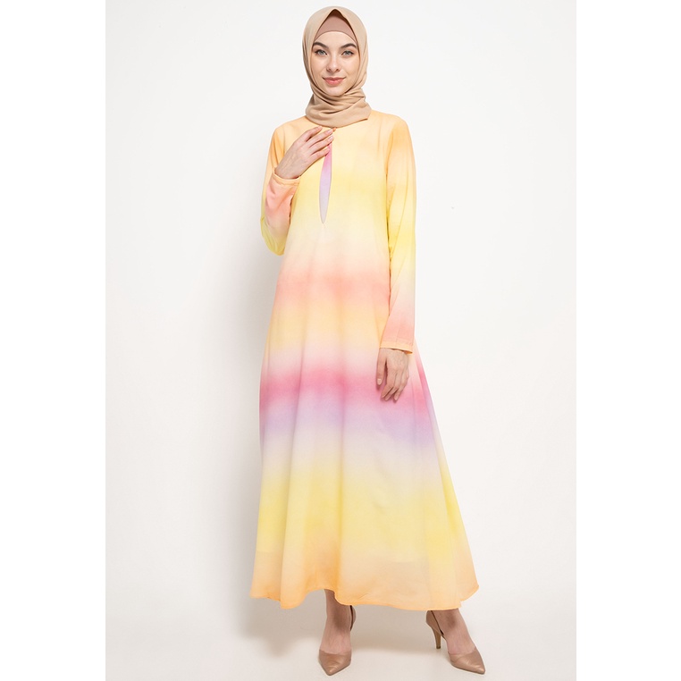 Azzar Dian Maxi Dress สี Ombre สีส้ม Muslimah แฟชั่น