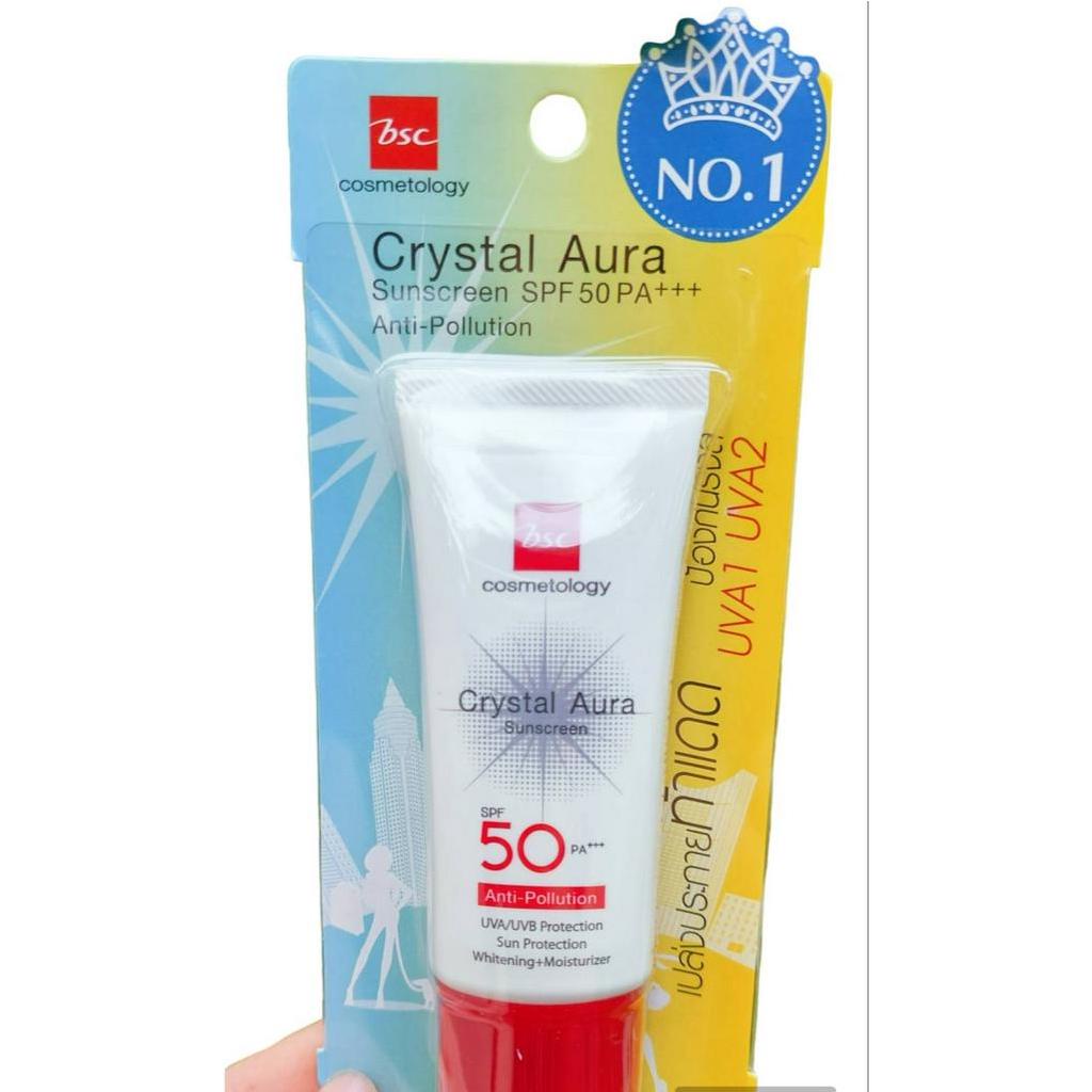 BSC Crystal Aura 50PA+++ 25 กรัม & PANADDA BSC 25 กรัม  ครีมกันแดด