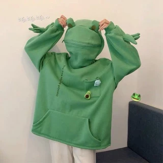 พร้อมส่ง เสื้อกันหนาว เสื้ออู้ดลายกบกับฮุ้ดกระต่าย น่ารัก เเบบใหม่งานเกาหลี ผ้าดีไม่ซ้ำใคร#119-1191