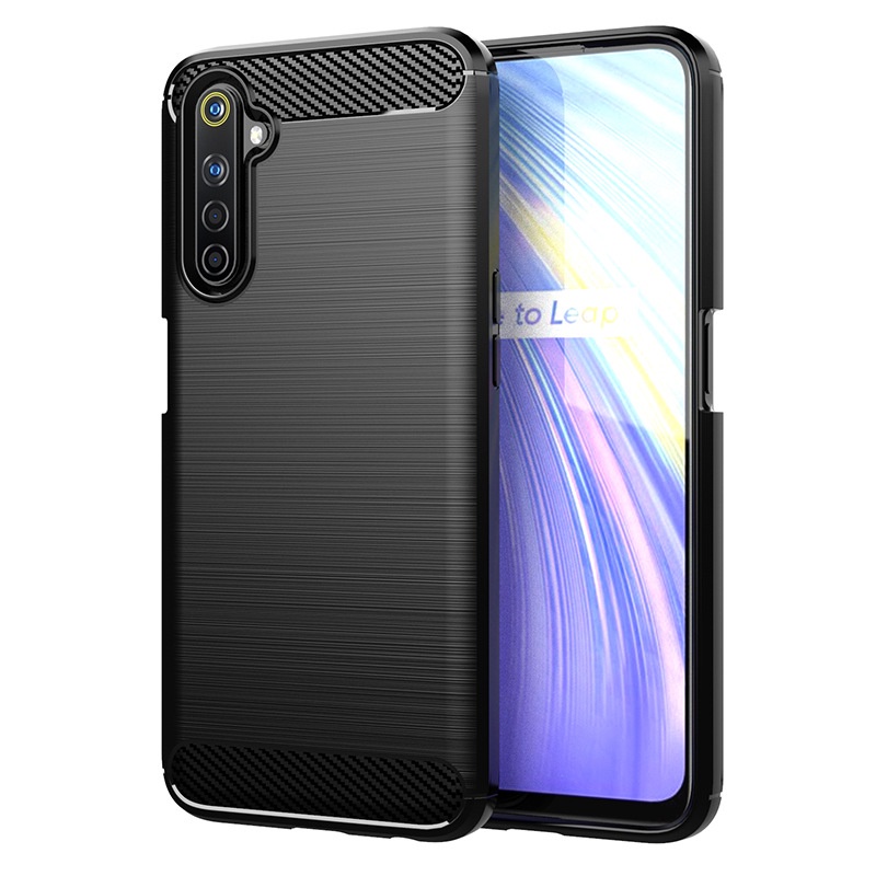 เคสโทรศัพท์ซิลิโคน TPU แบบนิ่ม คาร์บอนไฟเบอร์ กันกระแทก สําหรับ Reame 6 6S 6i 6 Pro Real me 6 6i 6S 