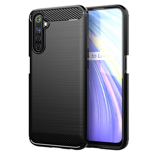 เคสโทรศัพท์ซิลิโคน TPU แบบนิ่ม คาร์บอนไฟเบอร์ กันกระแทก สําหรับ Reame 6 6S 6i 6 Pro Real me 6 6i 6S realme6i