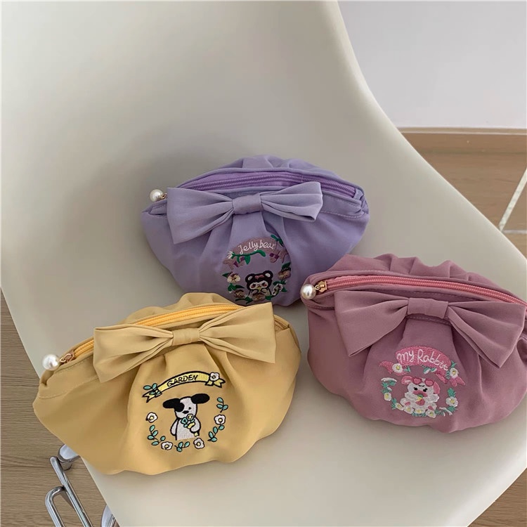 (พร้อมส่ง ) Cartoon Bow Bag กระเป๋ามีซิป กระเป๋าเครื่องสำอาง น่ารักมาก