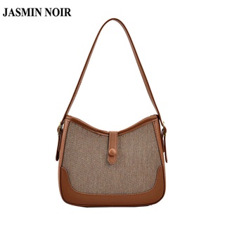 Jasmin NOIR กระเป๋าถือ กระเป๋าสะพายไหล่ สะพายข้าง ผ้าแคนวาส หนัง PU ลายดวงจันทร์ สําหรับผู้หญิง