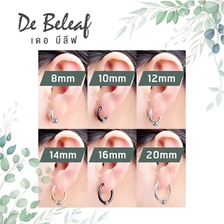 De Beleaf ต่างหูแฟชั่น แบบห่วง หนา 2.5mm สีเงิน/สีดำ สไตล์เกาหลี สแตนเลส 316L ปลอดภัย ไม่แพ้