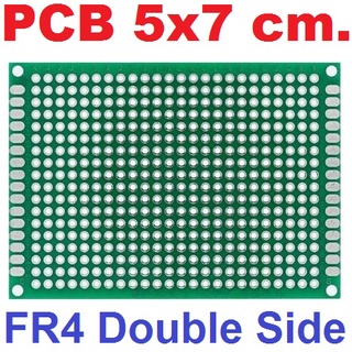 แผ่นปริ๊นอเนกประสงค์ 2 หน้า 5x7cm ไข่ปลา สีเขียว FR4 Double Side Prototype PCB Bread board Universal green 2.54mm Grid D