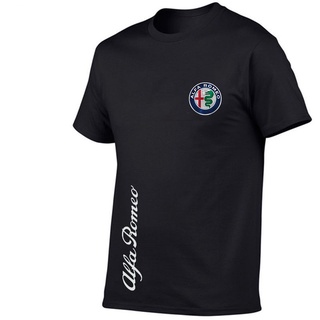 เสื้อยืดลําลอง ผ้าฝ้าย 100% แขนสั้น คอกลม พิมพ์ลายโลโก้รถแข่ง Alfa Romeo แฟชั่นฤดูร้อน สําหรับผู้ชาย ผู้หญิง