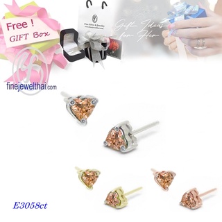 Finejewelthai-ต่างหู-ต่างหูซิทริน-ซิทริน-ต่างหูพลอย-พลอยแท้-พลอยประจำเดือนเกิด-Citrine-Silver-Earring-E3058ct