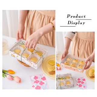 ❤️กล่องใส่ขนมเปี๊ยะ6 ช่อง ลายน่ารักมากๆ ฝาใสเห็นตัวขนม // ราคาต่อใบ// ไม่รวมเชือก