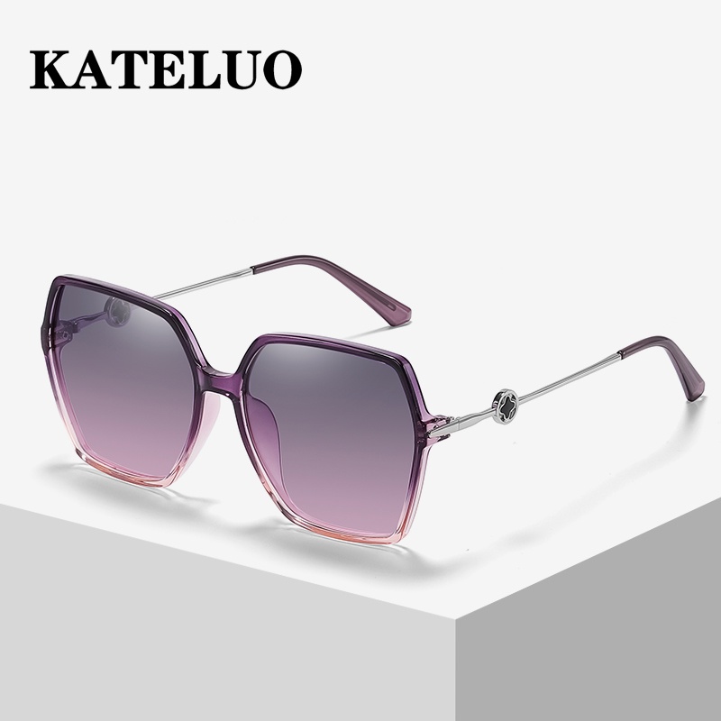 [พร้อมกล่อง] Kateluo A0711 แว่นตากันแดด เลนส์โพลาไรซ์ TR แฟชั่นใหม่ พร้อมขาโลหะแกะสลัก สําหรับผู้หญิง