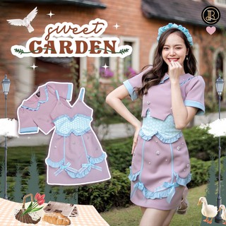 BLT BRAND การันตีเสื้อผ้าแบรนด์แท้ มินิเดรสสีม่วงมีเสื้อคลุม GARDEN SWEET