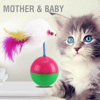 Mother &amp; Baby ลูกบอลขนนกมีสีสันของเล่นสําหรับแมวและลูกแมว