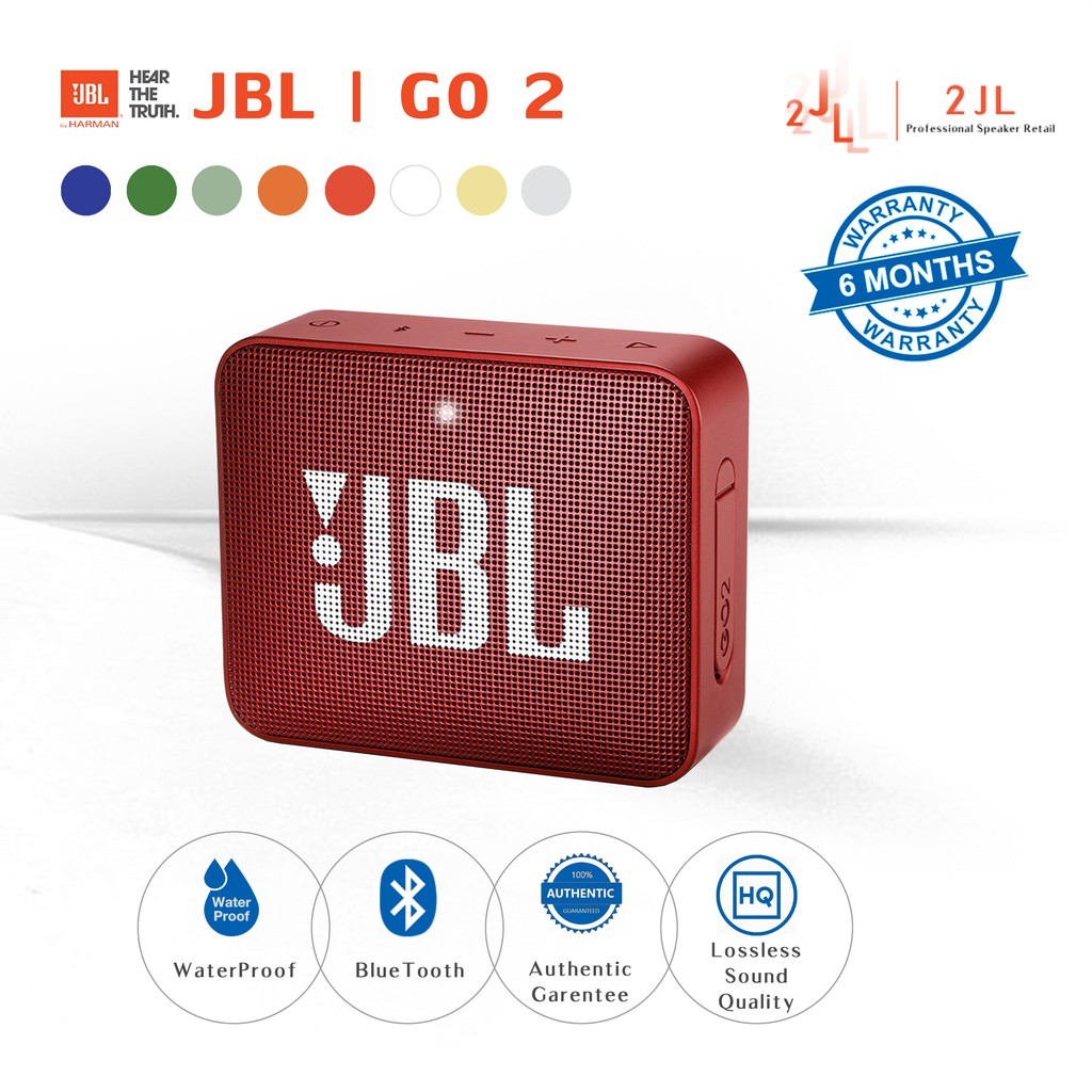 JBLลำโพงบลูGO2 เจบีแอล ลำโพงบลู บูลทูธไร้สาย เครื่องเสียง แบบพกพากันน้ำ JBL Bluetooth Speaker ลำโพงกลางแจ้ง（Red）