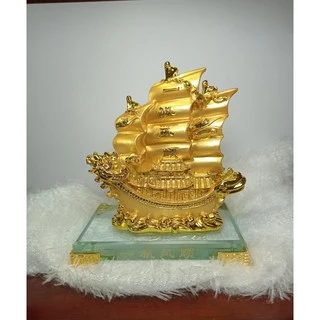 เรือสำเภา หัวมังกร เรือมังกร ทรายทอง/ทองเงา/ขาว สูง 5.5 นิ้ว เรซิ่น การค้าขายรุ่งเรือง เสริมการค้า ของมงคลเสริมฮวงจุ้ย