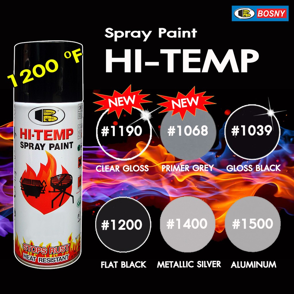 สีสเปรย์ทนความร้อน Bosny HI-Temp Spray Paint 1200F (648 องศาเซลเซียส ...