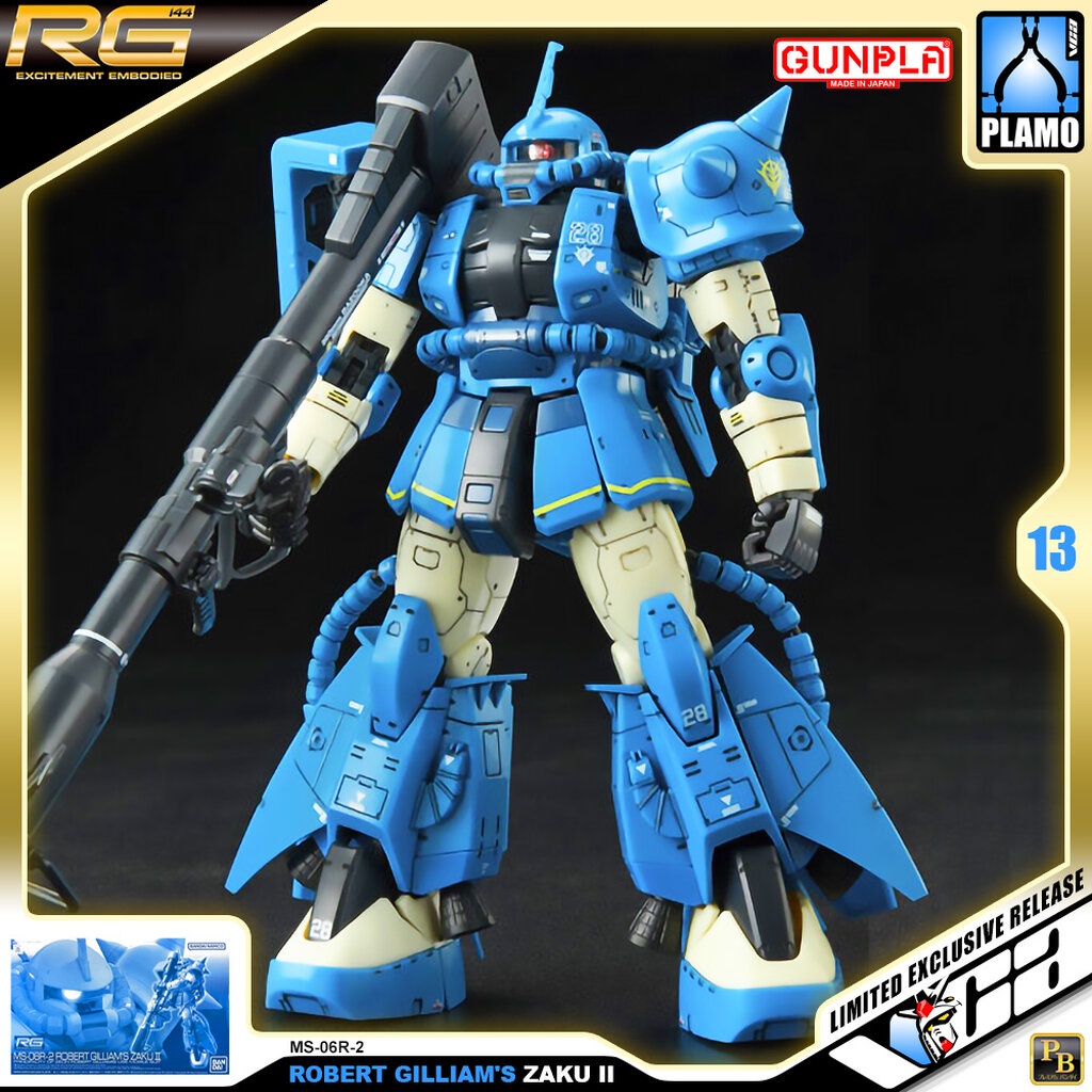 ⭐️ PREMIUM BANDAI PB GUNPLA REAL GRADE RG 1/144 MS-06R-2 ROBERT GILLIAM'S GILLIAM ZAKU II ประกอบ หุ่