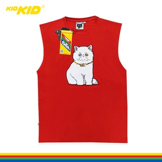 Kidkid(คิดคิด) เสื้อแขนกุด Limited Edition คิดคิด ลายแมวใหญ่ สีแดง