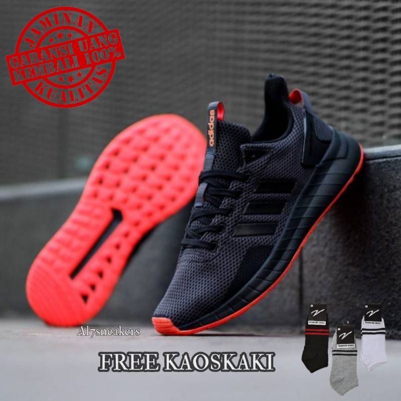 Adidas Questar Ride Men& 39;s Shoes Black Orange Men & 39;s รองเท้าผ้าใบผลิตในอินโดนีเซีย