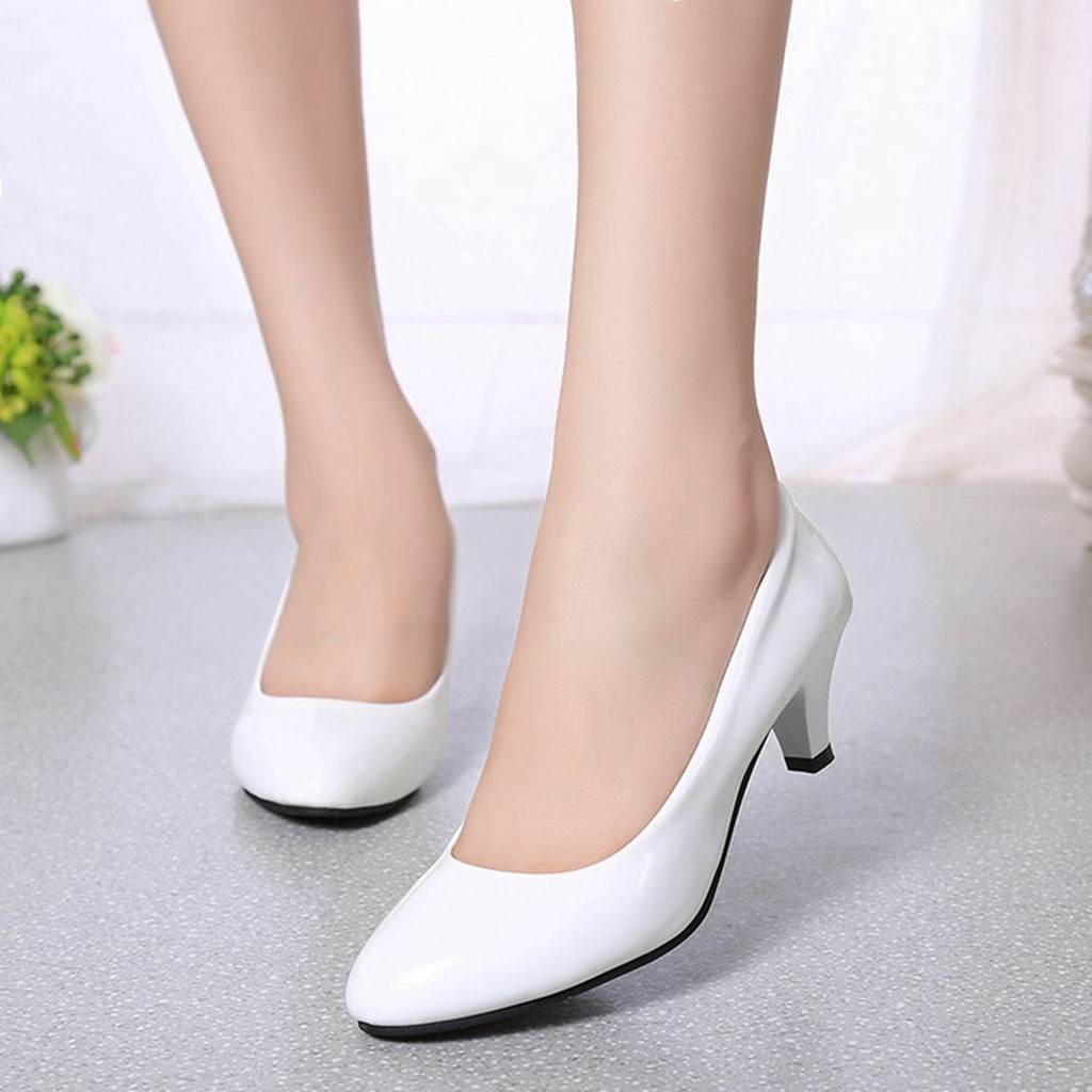 SILIFE Ladies Work Low Mid OL Platforms 5.5CM Leather Shoes