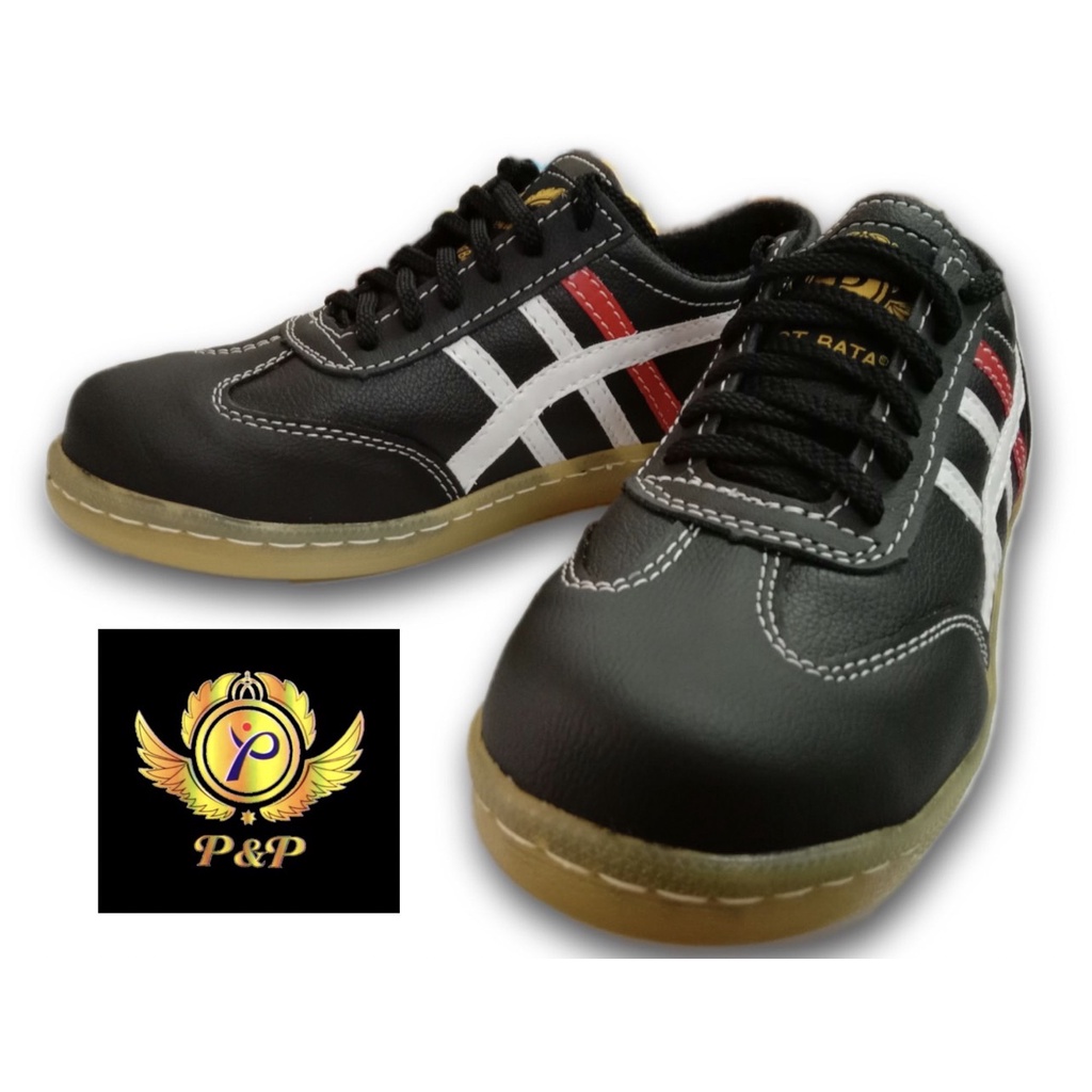 รองเท้าเซฟตี้หัวเหล็กทรงแฟชั่น สีดำ รุ่น P-01  พื้นกันลื่น ทรงผ้าใบ