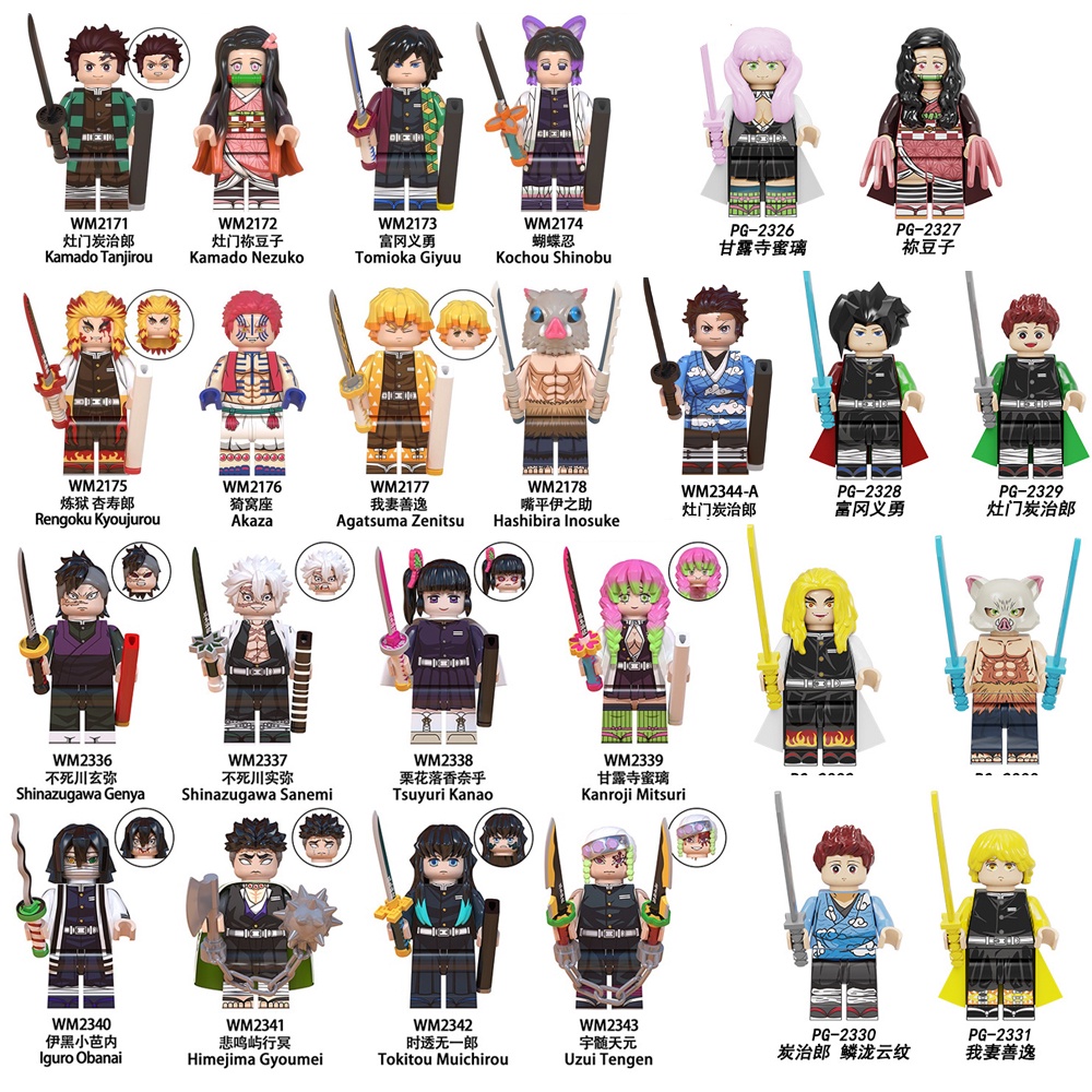 ของเล่นตัวต่อฟิกเกอร์ Demon Slayer Tanjirou Nezuko Zenitsu Inosuke ขนาดเล็ก