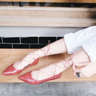 Ava Red cherry gladiator flats