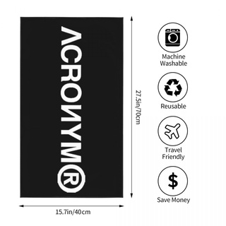 Acronym logo (2) ผ้าขนหนู ทรงสี่เหลี่ยม ดูดซับน้ํา 70x40 ซม. สําหรับเล่นกีฬา ฟิตเนส โยคะ กลางแจ้ง