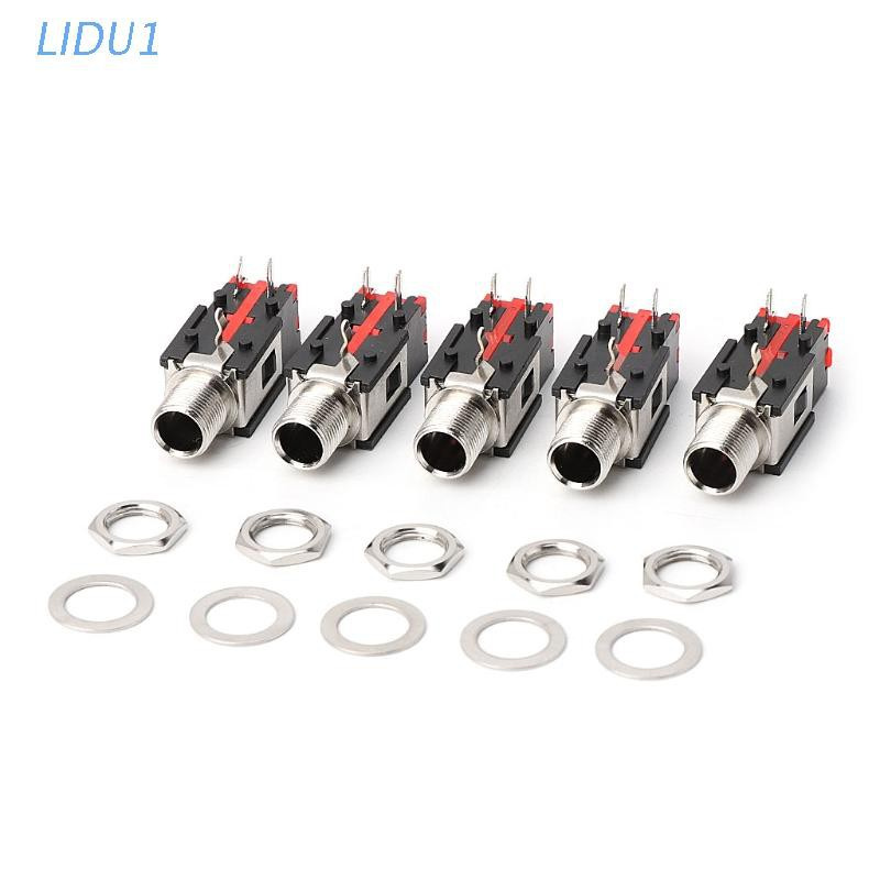 Lidu แจ็คซ็อกเก็ตเชื่อมต่อหูฟัง 6.35 มม. 1/4 2Pin Female 5 ชิ้น