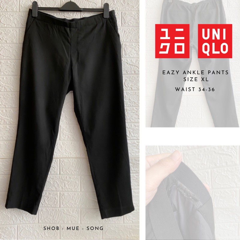 Uniqlo กางเกง 5ส่วน ezy ankle pants ไซส์ xl สีดำ มือสอง กางเกงทำงาน