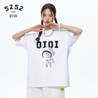 [100% Cotton] Oioi CAT joint Doraemon เสื้อยืดแขนสั้น ทรงหลวม สไตล์เกาหลี สําหรับผู้หญิง