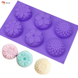 6 Cavity Flower Shaped Silicone DIY Handmade Soap Mold Sugar Chocolate Bakeware Baking Tool