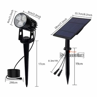 Warm white TS-S4502 Solar Spotlights 3LED+3LED 3000K โคมไฟปักสนามโซล่าเซลล์